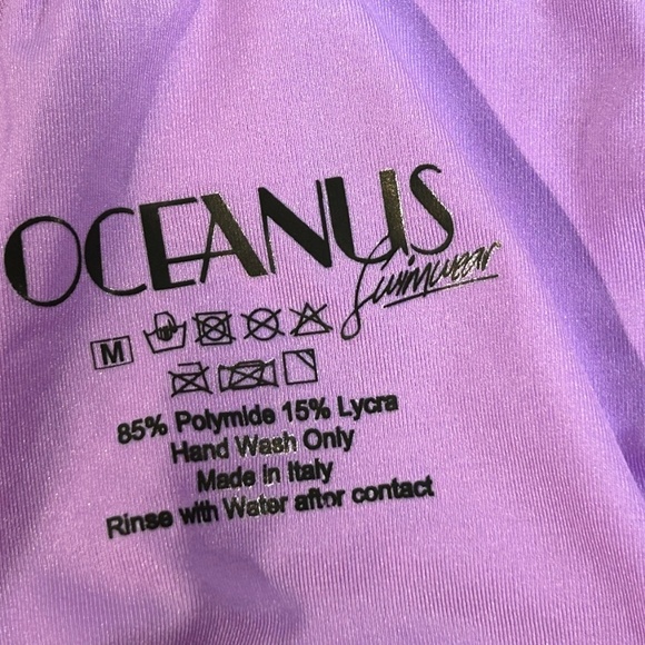 Oceanus Teresa Ruffled Frilly Swirl Abstract Print Bandeau Bikini Set Size M - Picture 9 of 12